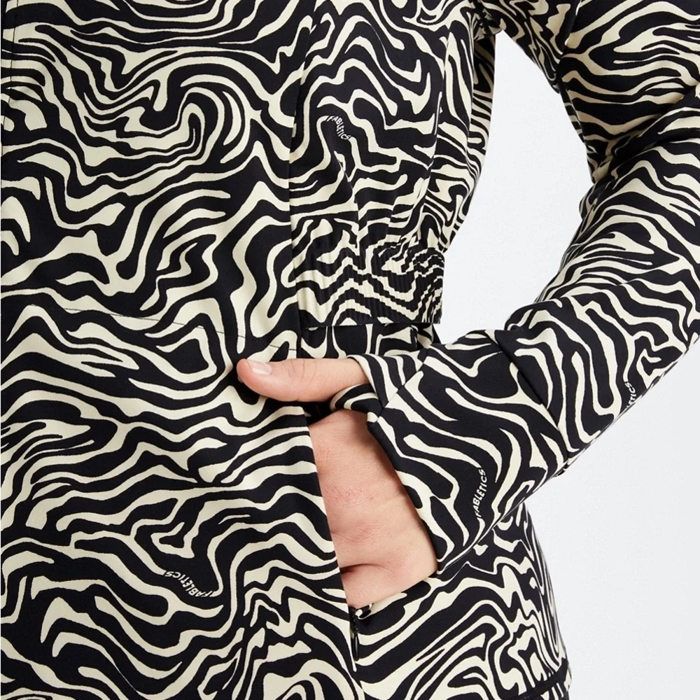 Fabletics XL Marbled Zebra Trinity Performance Activewear Zip Jacket w/ Pockets - Picture 12 of 16
